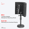 LOMEHO-Mini micrófono con protector de parabrisas, 3 paneles, espuma de pantalla acústica plegable con soporte para grabación en vivo, LO-PS58 de transmisión