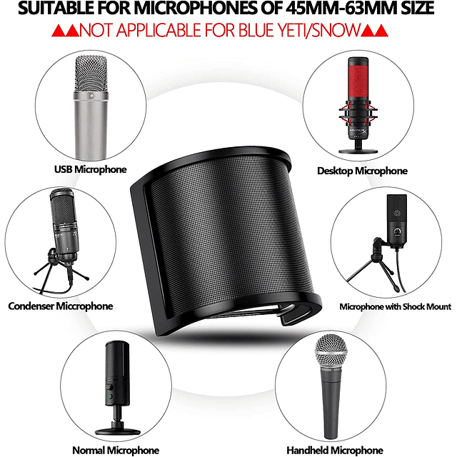 Filtro Pop de micrófono Universal para grabación de estudio de PC, micrófono de condensador, parabrisas de Metal para FIFINE K669/K658