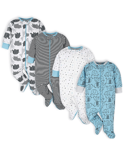 Onesies Brand baby-boys 4-pack Sleep N Play Footies