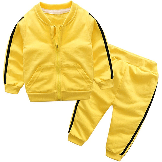 Moyikiss Studio Chándal unisex para bebés y niñas, ropa de algodón de manga larga con cremallera, chaqueta y pantalones