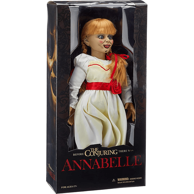 Réplica e muñeca Annabelle, de la marca Mezco, 18 pulgadas.