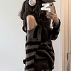 Deeptown- Fino Casual Suéter Tejido a rayas para mujer 