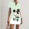 Disney-Camiseta con estampado de dibujos animados para mujer, vestido con botones y letras, Polo informal de calle a la moda