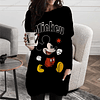 Camiseta holgada con bolsillo para mujer, jersey de manga larga con cuello redondo, estampado de Mickey Mouse de Disney, talla elegante, para uso diario, otoño, 2022