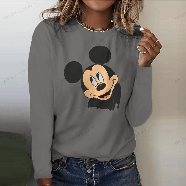 Disney-Camisetas largas con estampado de Minnie y Mickey ...