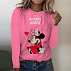 Disney-Camisetas largas con estampado de Minnie y Mickey Mouse para mujer, Tops holgados para mujer, camiseta de dibujos animados, camiseta de manga larga para mujer