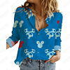 Camisa de manga larga para mujer, blusa elegante con cuello vuelto, camisas informales de Disney y Mickey