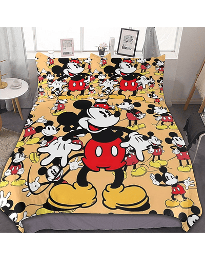 Disney-Juego de ropa de cama de Mickey y Minnie Mouse, edredón, funda de almohada, ropa de cama para niños, juego de dormitorio para niños 4