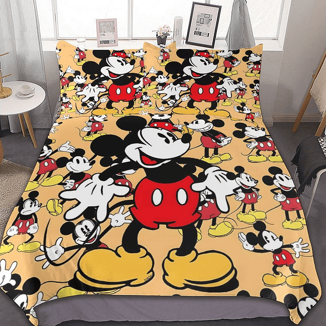 Disney-Juego de ropa de cama de Mickey y Minnie Mouse, edredón, funda de almohada, ropa de cama para niños, juego de dormitorio para niños 4