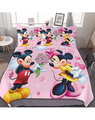 Disney-Juego de ropa de cama de Mickey y Minnie Mouse, edredón, funda de almohada, ropa de cama para niños, juego de dormitorio para niños 13