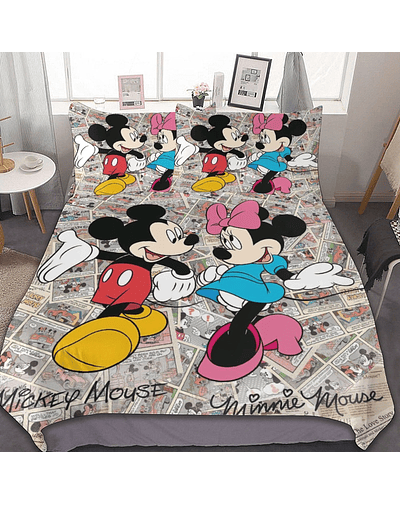 Disney-Juego de ropa de cama de Mickey y Minnie Mouse, edredón, funda de almohada, ropa de cama para niños, juego de dormitorio para niños 14