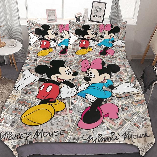 Disney-Juego de ropa de cama de Mickey y Minnie Mouse, ed...
