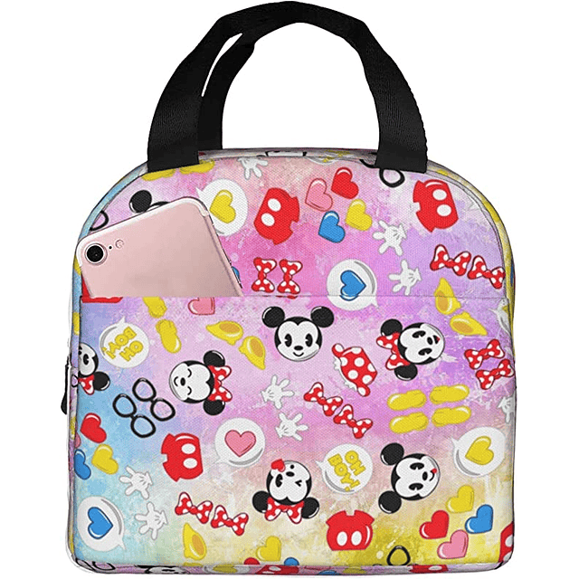 Disney-Bolso de Mickey y Minnie Mouse para mujer, bolsas de almuerzo multifunción, paquete aislado, bolsa de almuerzo Freezable Black 4