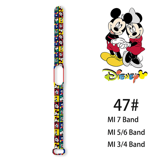 Correa de Mickey Mouse para reloj inteligente, pulsera de silicona para Xiaomi Mi Band 6, 5, 4, 3, 7, band5, band6 MI BAND 47