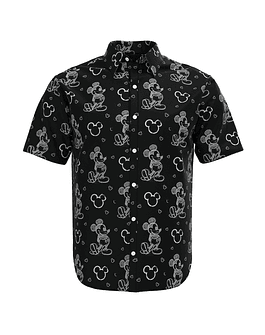 Disney-camisa hawaiana de manga corta con botones, camisa informal con dibujo de Mickey Mouse y garabatos, Disneyland, novedad de 2023 Negro