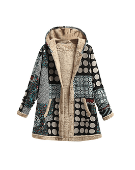 Abrigo Vintage con capucha lana gruesa con bolsilloinvierno, 2023 grey