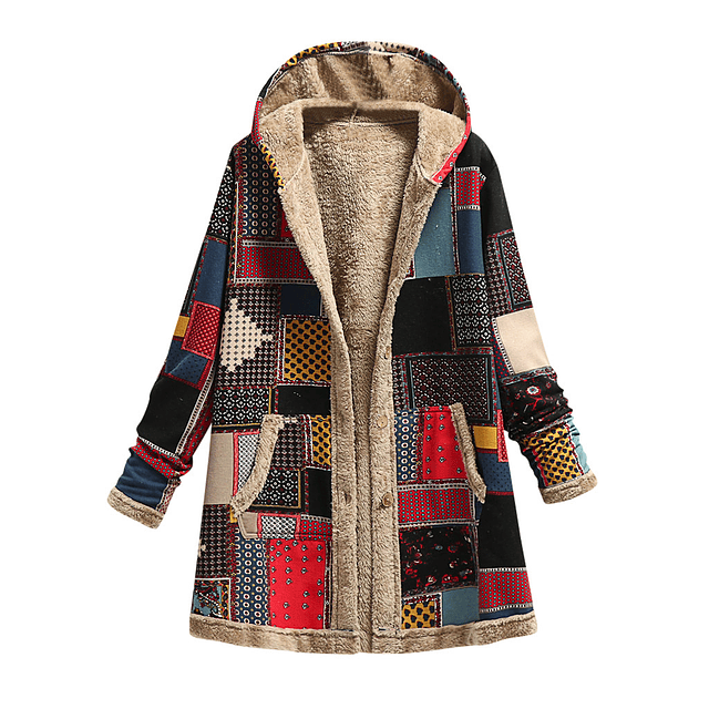 Abrigo Vintage con capucha lana gruesa con bolsilloinvierno, 2023 red
