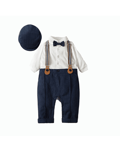 Trajes de caballero para bebés, de una pieza peleles, chaqueta, sombrero, ropa para niños, primavera y otoño Blue1