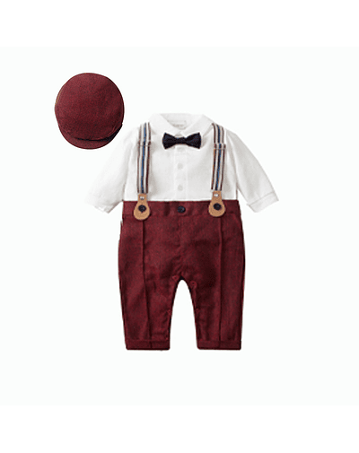 Trajes de caballero para bebés, de una pieza peleles, chaqueta, sombrero, ropa para niños, primavera y otoño Red1