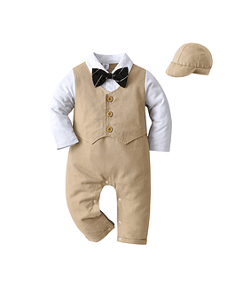 Trajes de caballero para bebés, de una pieza peleles, chaqueta, sombrero, ropa para niños, primavera y otoño Kahqi