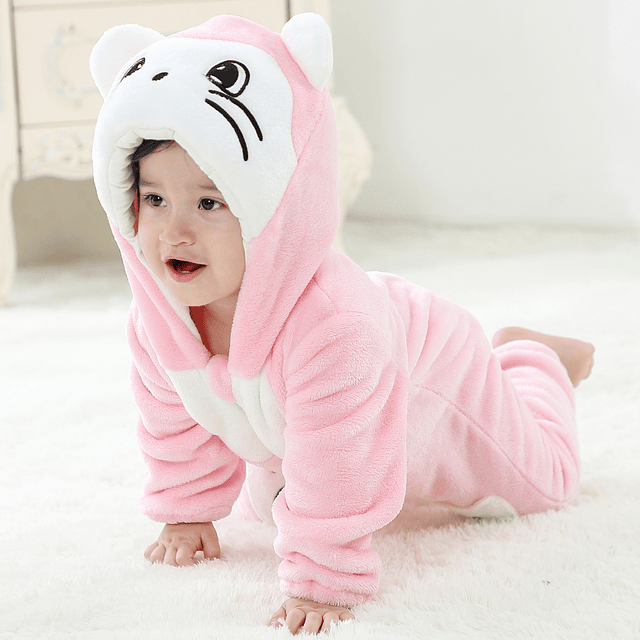 Pilucho Disfraz de invierno para bebé pink cat
