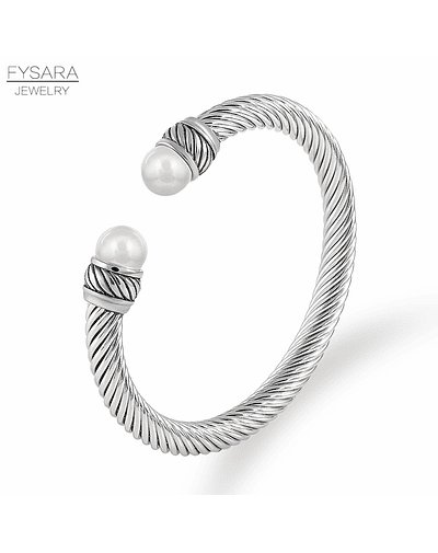 Fysara-brazalete abierto trenzado de lujo para hombres y mujeres style 6