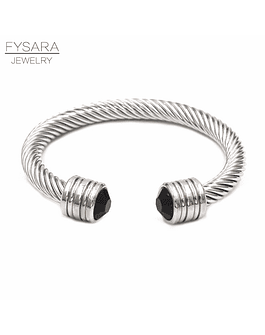 Fysara-brazalete abierto trenzado de lujo para hombres y mujeres style 23