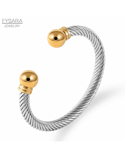 Fysara-brazalete abierto trenzado de lujo para hombres y mujeres style 12