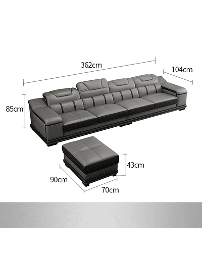 Sofá grande de cuero genuino Para Sala de estar en L ottoman