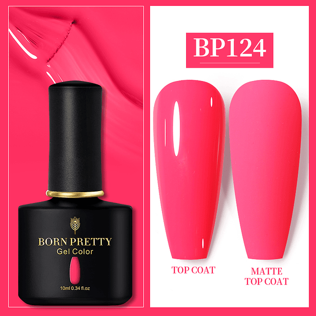 BORN PRETTY-esmalte para uñas de Gel UV, barniz híbrido de larga duración para manicura artística, capa superior, 60 colores, 10ml BP124