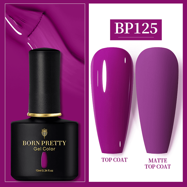 BORN PRETTY-esmalte para uñas de Gel UV, barniz híbrido de larga duración para manicura artística, capa superior, 60 colores, 10ml BP125