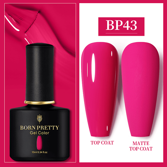 BORN PRETTY-esmalte para uñas de Gel UV, barniz híbrido de larga duración para manicura artística, capa superior, 60 colores, 10ml BP43