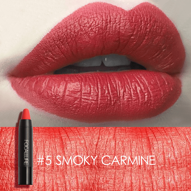 FOCALLURE- Lápiz Labial mate de larga duración Sexy, resistente al agua 5 SMOKY CARMINE