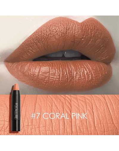 FOCALLURE- Lápiz Labial mate de larga duración Sexy, resistente al agua 7CORAL PINK