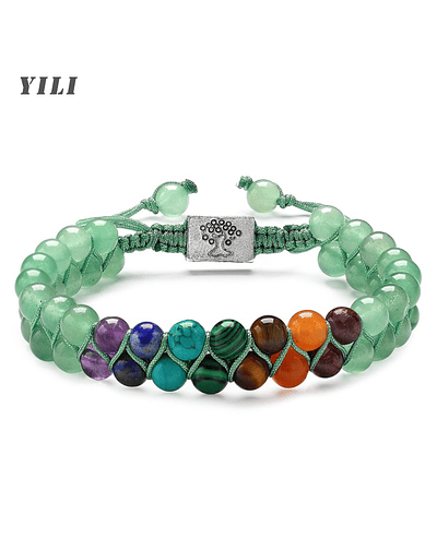 Pulsera de meditación de Yoga de piedra de 7 Chakras, cristal curativo Crystal Beads