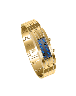 Reloj inteligente de lujo para hombre, pulsera deportiva Digital LED de aleación, de acero inoxidable Oro