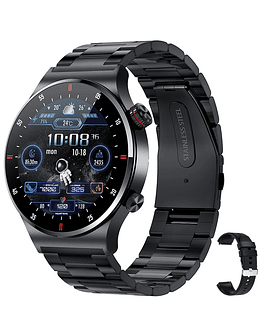 Reloj inteligente deportivo para hombre, pulsera resistente al agua con llamadas, Bluetooth, NFC, Pantalla Completa, ECG, Monitor de salud, para IOS y Android, 2023 Steel Strip Bla...