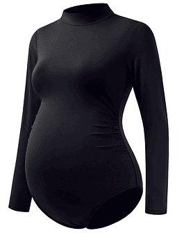 Body de maternidad camisa de manga larga Tops básicos black