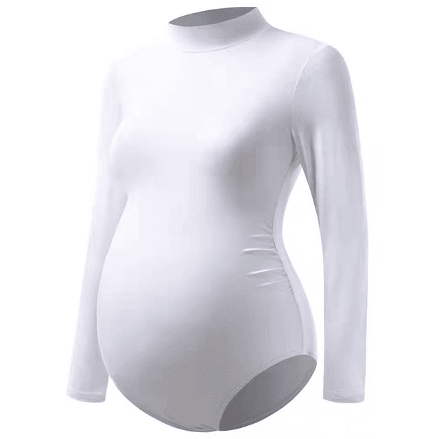 Body de maternidad camisa de manga larga Tops básicos white
