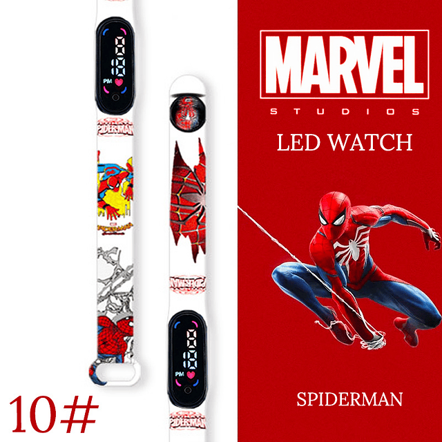 Disney-Reloj de pulsera deportivo para hombre y niño, cronógrafo Digital con pantalla LED, resistente al agua, Spiderman New light 10