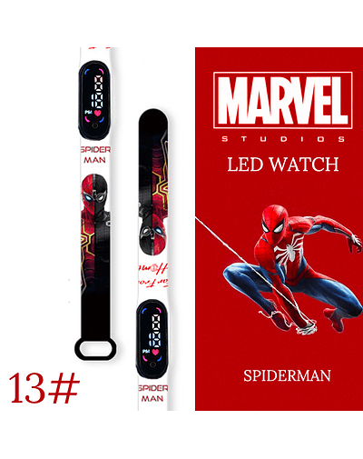 Disney-Reloj de pulsera deportivo para hombre y niño, cronógrafo Digital con pantalla LED, resistente al agua, Spiderman New light 13