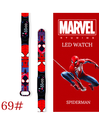 Disney-Reloj de pulsera deportivo para hombre y niño, cronógrafo Digital con pantalla LED, resistente al agua, Spiderman New light 69