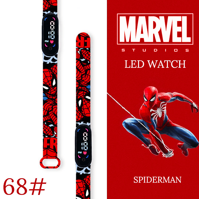 Disney-Reloj de pulsera deportivo para hombre y niño, cronógrafo Digital con pantalla LED, resistente al agua, Spiderman New light 68