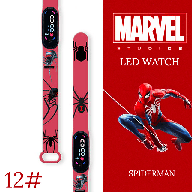 Disney-Reloj de pulsera deportivo para hombre y niño, cronógrafo Digital con pantalla LED, resistente al agua, Spiderman New light 12