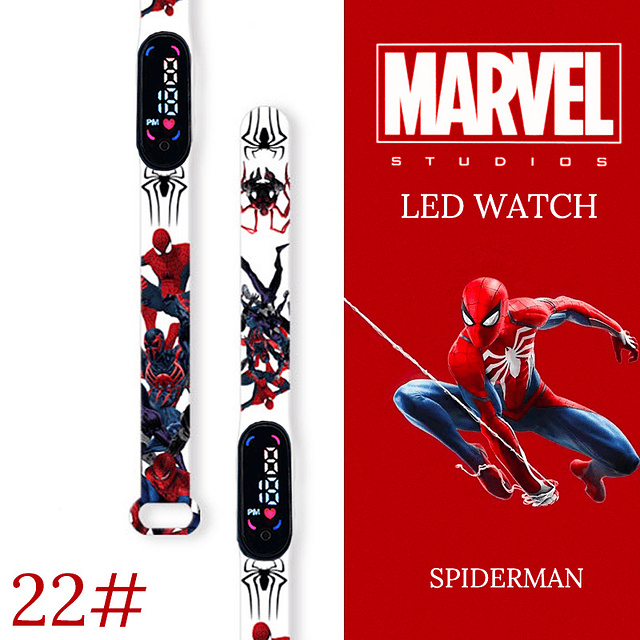 Disney-Reloj de pulsera deportivo para hombre y niño, cronógrafo Digital con pantalla LED, resistente al agua, Spiderman New light 22