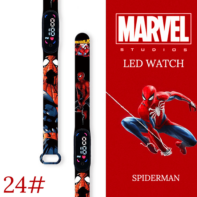 Disney-Reloj de pulsera deportivo para hombre y niño, cronógrafo Digital con pantalla LED, resistente al agua, Spiderman New light 24