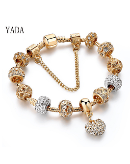 YADA-Pulseras de corazón de oro para mujer, brazaletes de cadena, joyería de cristal, BT200176