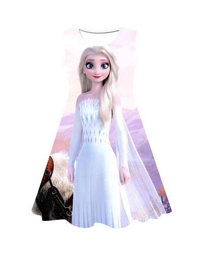 Vestidos de Anna y Elsa para niña serie Disney Frozen 2, de 1 a 10 años Color 17