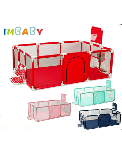 IMBABY -PREMIUM PISCINA DE BOLAS para bebés, patio de juegos baloncesto y de fútbol