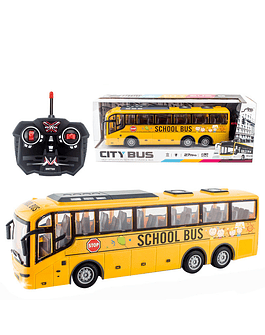 Autobús con luces, School Bus/City Bus Rojo, Control Remoto 27Mhz, 1/30